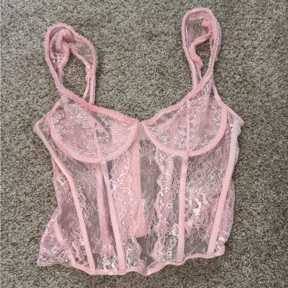 PrettyLittleThing Pink Lace Bralette
